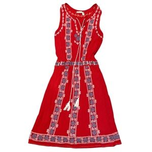 Chelsea &‎ Violet Red and Blue Embroidered Boho Dress Size L